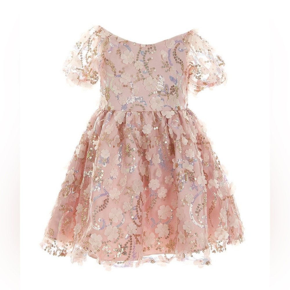 Floral Sequin Pink Dress